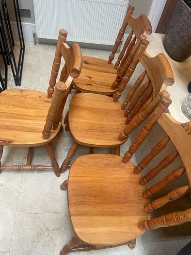 4 x Lovely Wooden Pine Kitchen Dining Chairs - Can Deliver