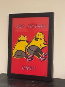 JAM Art Hot Bitches Only Framed Print Colourful Dog Wall Art