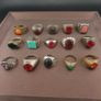 Antique Brass Ring Collection 15 Mixed Handmade Stone & Glass Rings Image 8