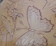 Stunning Art deco - Amber Glass - Butterflies Vanity Tray