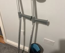 Pair of crutches and orthopedic boot