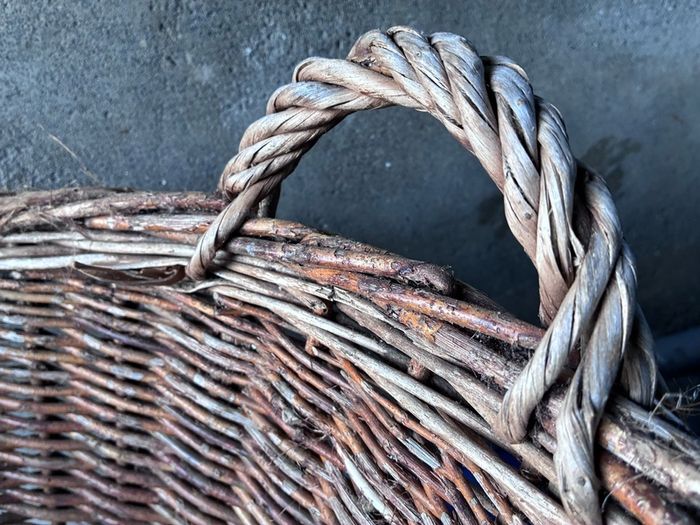 Large vintage wicker log basket