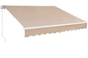 Retractable Awning, 12 x 10 ft Outdoor Patio Awning Retractable Sun Shade, Water-Resistant Polyester Patio Door Window Awning Sunshade Shelter with Crank Handle for Backyard, Balcony