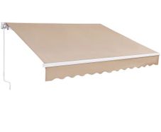 Retractable Awning, 12 x 10 ft Outdoor Patio Awning Retractable Sun Shade, Water-Resistant Polyester Patio Door Window Awning Sunshade Shelter with Crank Handle for Backyard, Balcony