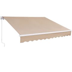 Retractable Awning, 12 x 10 ft Outdoor Patio Awning Retractable Sun Shade, Water-Resistant Polyester Patio Door Window Awning Sunshade Shelter with Crank Handle for Backyard, Balcony