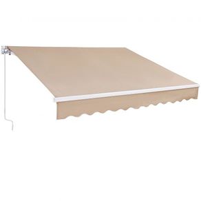 Retractable Awning, 12 x 10 ft Outdoor Patio Awning Retractable Sun Shade, Water-Resistant Polyester Patio Door Window Awning Sunshade Shelter with Crank Handle for Backyard, Balcony