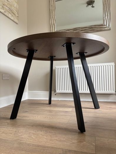 Round Walnut Oak Dining Table 1.1 Metre