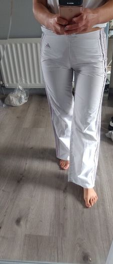 Old school limited edition white Adidas trousers with crease size Xs