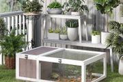 House enclosure cage habitat for small animal tortoises with 2 spaces 91 x 60.5 x 32 cm solid wood light brown