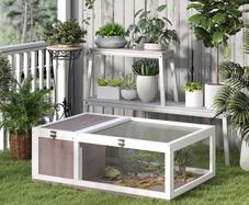 House enclosure cage habitat for small animal tortoises with 2 spaces 91 x 60.5 x 32 cm solid wood light brown