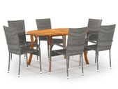 7 Piece Garden Dining Set Grey