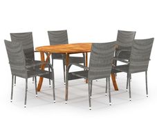 7 Piece Garden Dining Set Grey