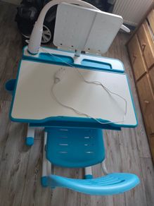 Adjustable kids study table, chair, led light set
