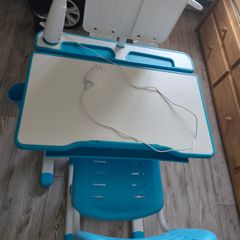 Adjustable kids study table, chair, led light set