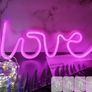 LOVE Pink Neon Light Pink Lamp LED Neon Sign with 4 Hooks, Pink Neon Light Sign for Bedroom Wall Decor Battery/USB Operated LED LOVE Sign Wedding Sign for Valentine's Day Girlfriend Gift (FREE POSTAGE) Image 6