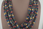 Antique African Style MultiColor Mix 7-8.5mm Glass Beads Necklace Strands