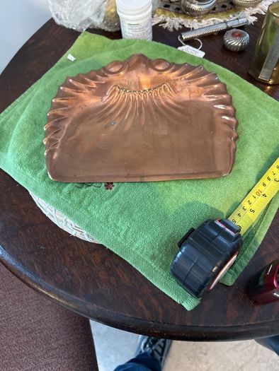 retro copper crumb tray with makers mark