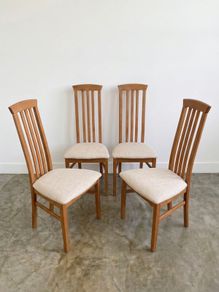 4 Vintage Teak Mid Century Dining Chairs