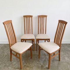 4 Vintage Teak Mid Century Dining Chairs