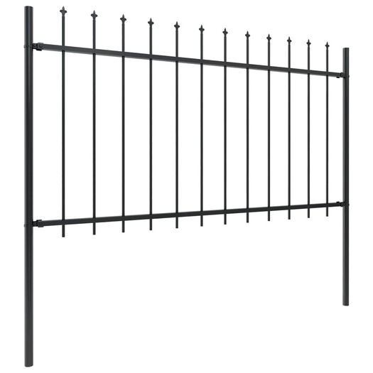Garden Fence with Spear Top Steel 8.5x1 m Black