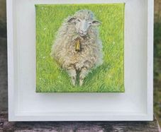 Original Oil Painting  - Jingle Bell Lamb