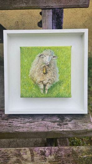 Original Oil Painting- Jingle Bell  Lamb