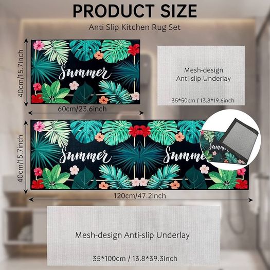NEW SALE |  2 Pieces Non Slip Kitchen Mat Kitchen Rug Set, Washable Modern Mats and Rugs for Hallway, Dining Room and Entryway, 40x60cm + 40x120cm