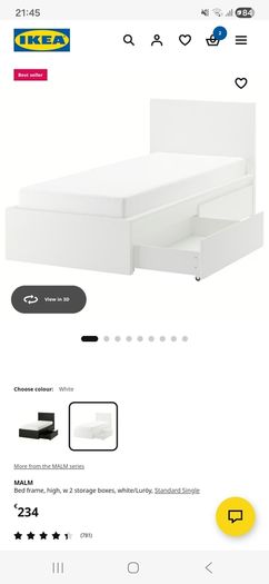 IKEA Malm single bed with 2 drawers. No mattress.