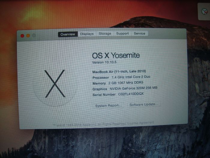 Laptop Apple Macbook Air 11" 2010, Intel @1.4ghz, 2gb Ddr2, 60gb ssd