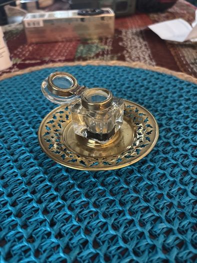 antique inkwell and tray