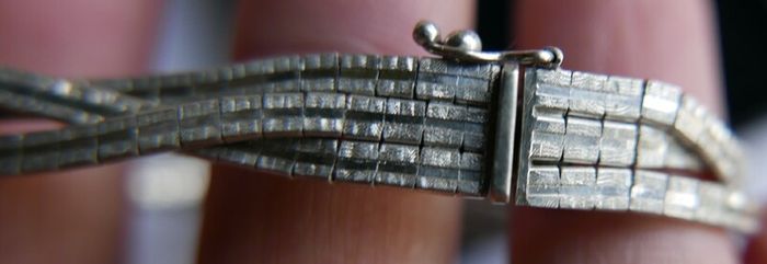 Vintage Bracelet Sterling Silver 925- stamped, clasp with safety catch, probably from the 70s, length 7,5" - 14,42g