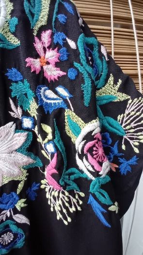 Black Embroidered Throw-On