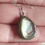 Vintage solid 925 sterling silver abalone shell drop earrings. Image 5