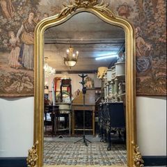 Ornate French-Style Large Gilt Wood Mirror