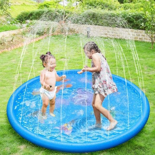 170CM Splash Water Play Mat Dolphin Tortoise Starfish Shell Crab Pattern Sprinkler Pad Summer Garden Outdoor Spray Water Toys for Kids Pets Family Activities