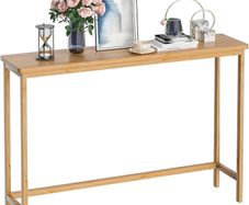 Console Table, Slim Entryway Table, Narrow Sofa Table, 100cm Bamboo Hallway Table for Entryway, Living Room, Bedroom, Foyer, Natural