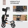 Wheel Rollator with Seat and Back, Folding Mobility Walker with Carry Bag, Adjustable Height, Dual Brakes, Cane Holder, Lightweight Aluminium Walking Frame for Seniors and Disabled, Gold Tone Image 5