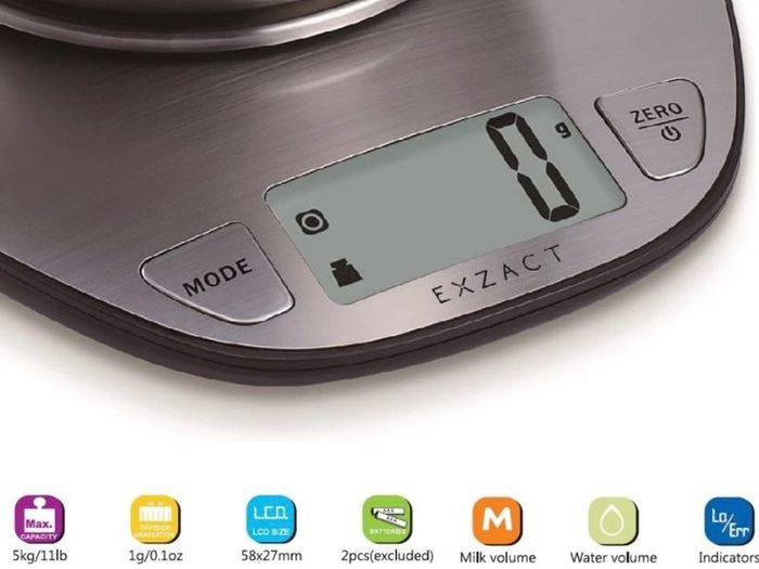 Electronic Kitchen Scale Stainless Steel Baking Scale - Large Display Wet and Dry Food Weighing Scale with Stainless Steel Mixing Bowl - Easy Switch Between Imperial and Metric - Max 5 KGS (FREE POSTAGE)
