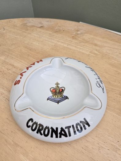 Vintage Porcelain Belgium Navy Coronation Ale Advertising Ashtray