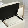 Storage stool with storage, Bench with foam padding, Linen-look, 111 x 44 x 44.5 cm, Cream White Image 3