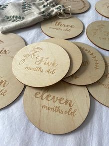 Wooden baby milestones card