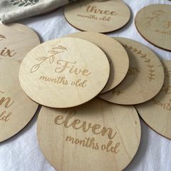 Wooden baby milestones card