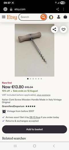 Vintage T-shaped Cork Screw