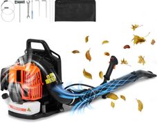 Backpack Leaf Blower, 63CC 2-Cycle Gas Leaf Blower with 1.89L Fuel Tank, 1110CFM Air Volume 220MPH Speed, Ideal for Lawn Care, Leaf Cleaning, and Snow Removal