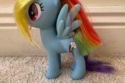 Hasbro 2016 G4 My Little Pony The Movie Rainbow Dash Brushable Hair approx. 6 Inches Dirty Damaged Her hair in some kind of glue Please see photos