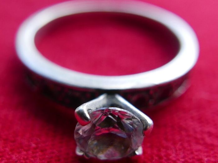 Vintage Sterling Silver 925 Statement Solitaire Ring with Round Faceted White Topaz size P  - 3,51g