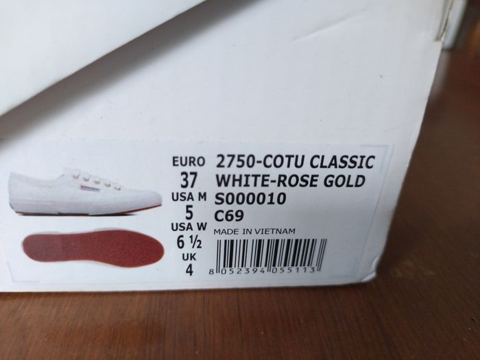 Superga 2750 COTU CLASSICWhite_Rose Gold  , size uk4/eu37