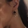 Vintage Style Blue Stone Faux Pearl Drop Gold Earrings Image 5