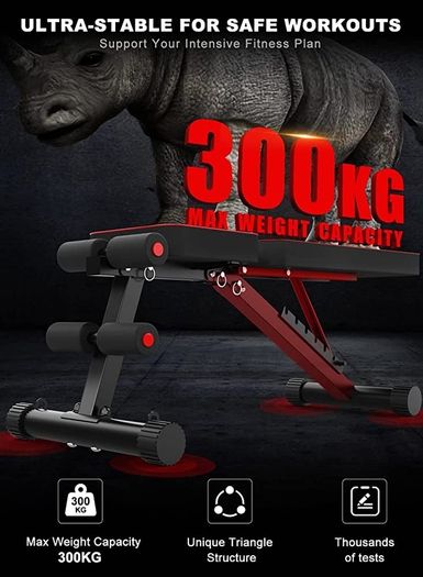 Adjustable Weight Bench, Multifunctional Weight Bench, Folding Fitness Bench for Strength Training at Home, with Flat Decline for Full Body Training (FREE POSTAGE)