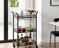 Serving trolley, trolley with 3 levels, with castors